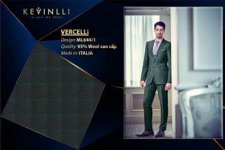 ML644/1 Vercelli CVM - Vải Suit 95% Wool - Xanh rêu Caro